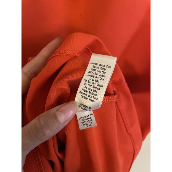 Athleta Top Women's Small Orange Workout Tank Activewear Mesh Back Cut Out - Picture 7 of 8